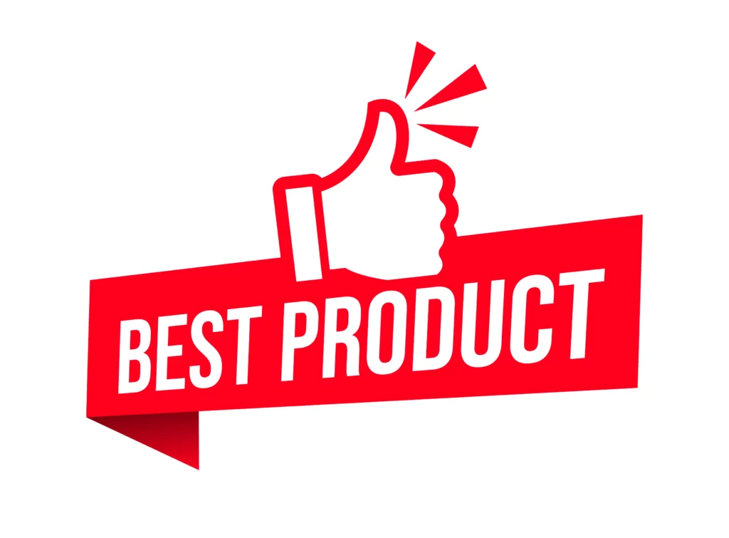 Red banner with a thumbs-up icon and "Best Product" text.