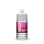 E-liquid bottle labeled "Forbidden Berry Blast" with a pink and white design.