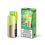 Green Vozol vape device and packaging with product details.