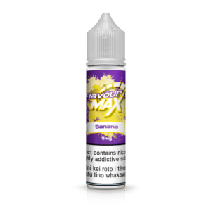 Vape juice bottle labeled "Banana" with purple and yellow design.
