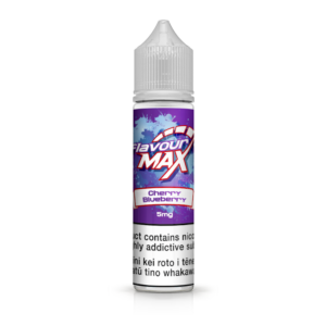 E-liquid bottle labeled "Max" with a purple and blue design.